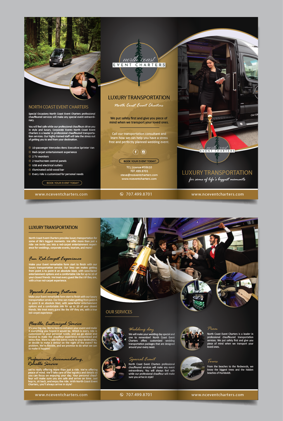 Brochure Design by alex989 for North Coast Event Charters  | Design #21984059