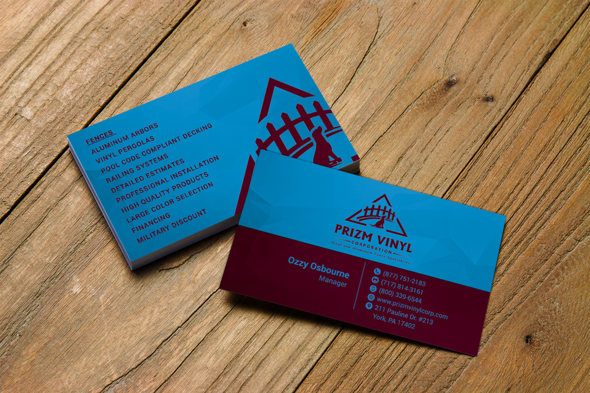 Business Card Design by Hardcore Design for Prizm Vinyl Corporation | Design #21994952