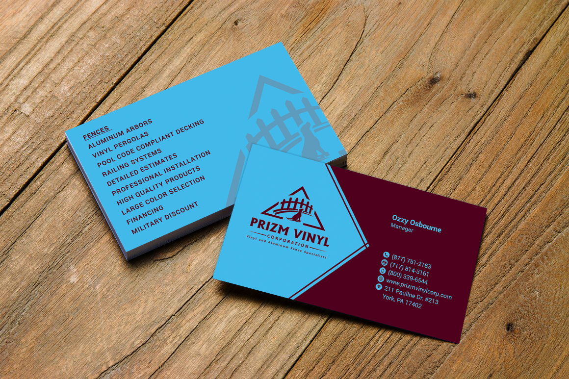 Business Card Design by Hardcore Design for Prizm Vinyl Corporation | Design #21995025