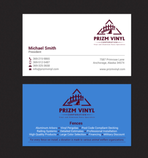 Visitenkarten-Design von chandrayaan.creative für Prizm Vinyl Corporation | Design: #21997104