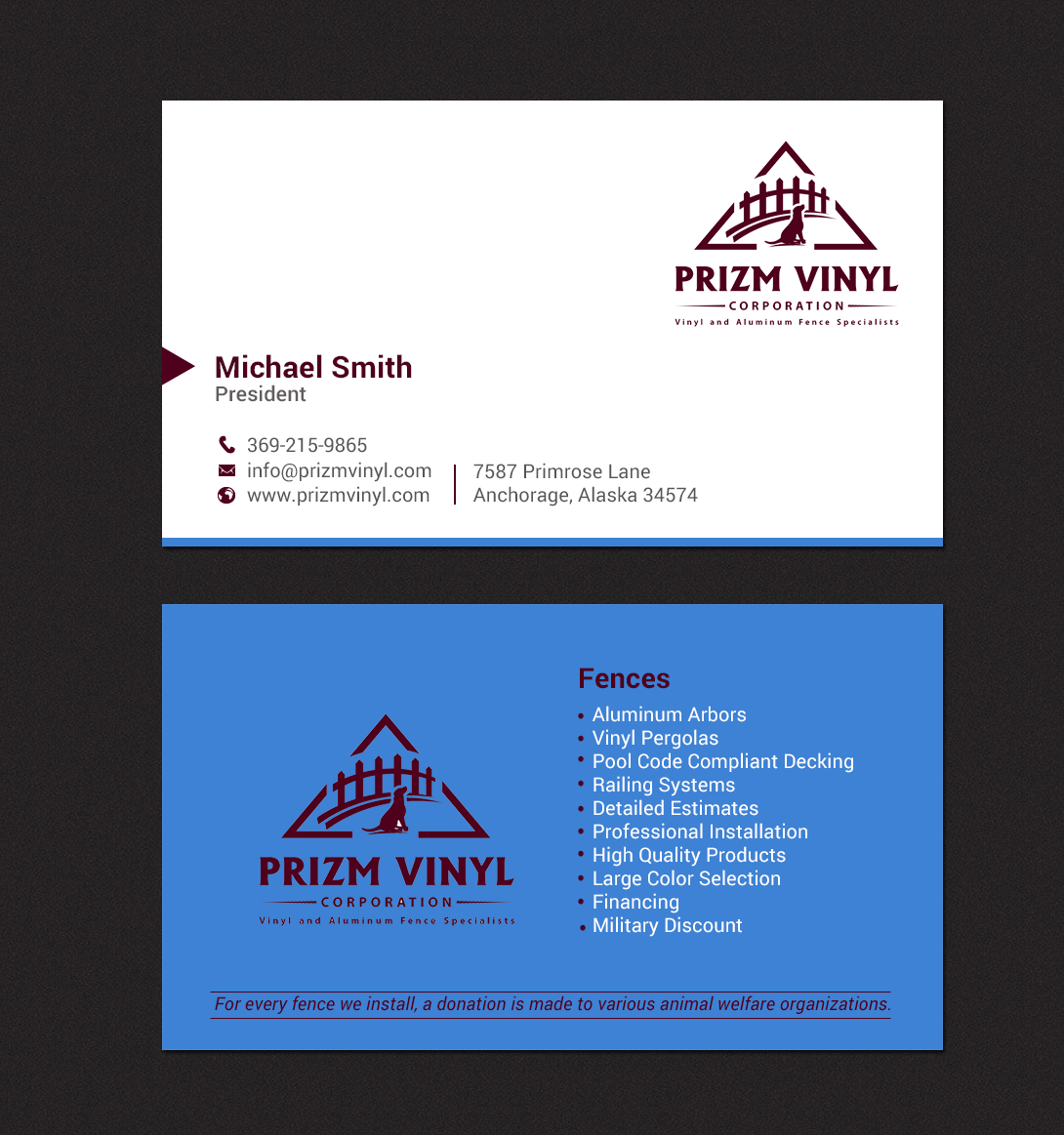 Business Card Design by chandrayaan.creative for Prizm Vinyl Corporation | Design #21997117