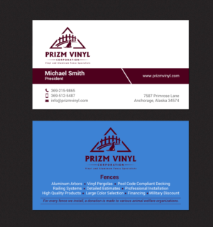 Visitenkarten-Design von chandrayaan.creative für Prizm Vinyl Corporation | Design: #21997122