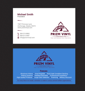 Visitenkarten-Design von chandrayaan.creative für Prizm Vinyl Corporation | Design: #21997123