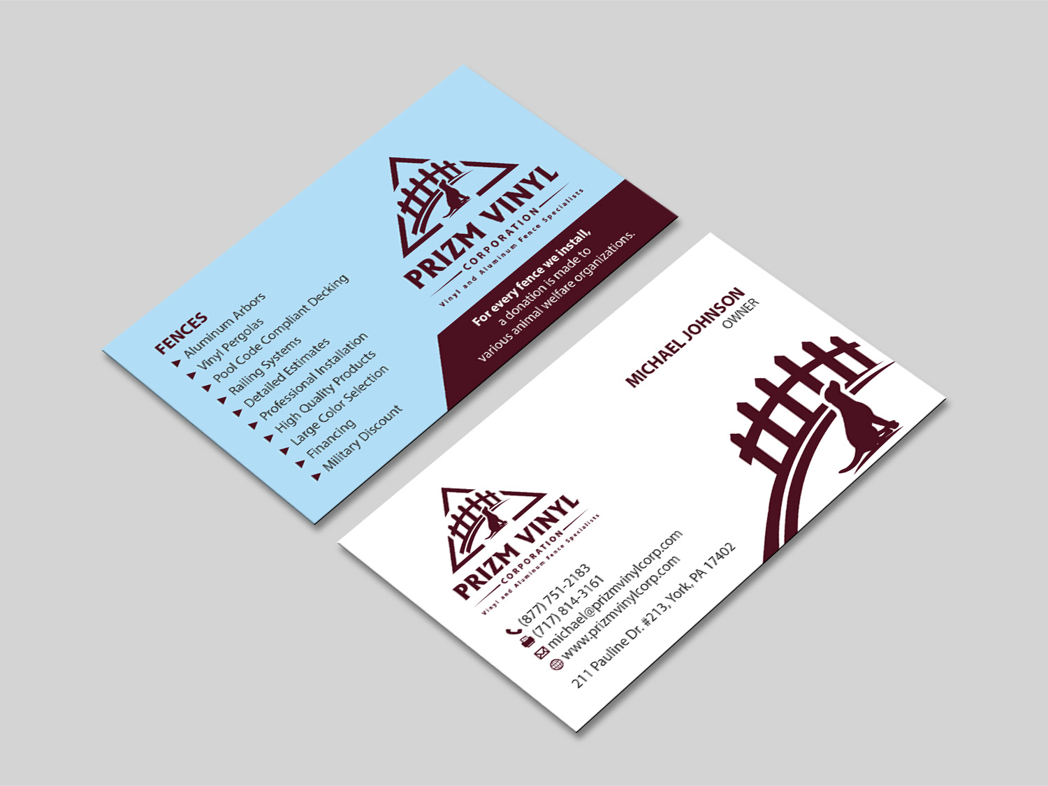 Business Card Design by MDesign for Prizm Vinyl Corporation | Design #21995985