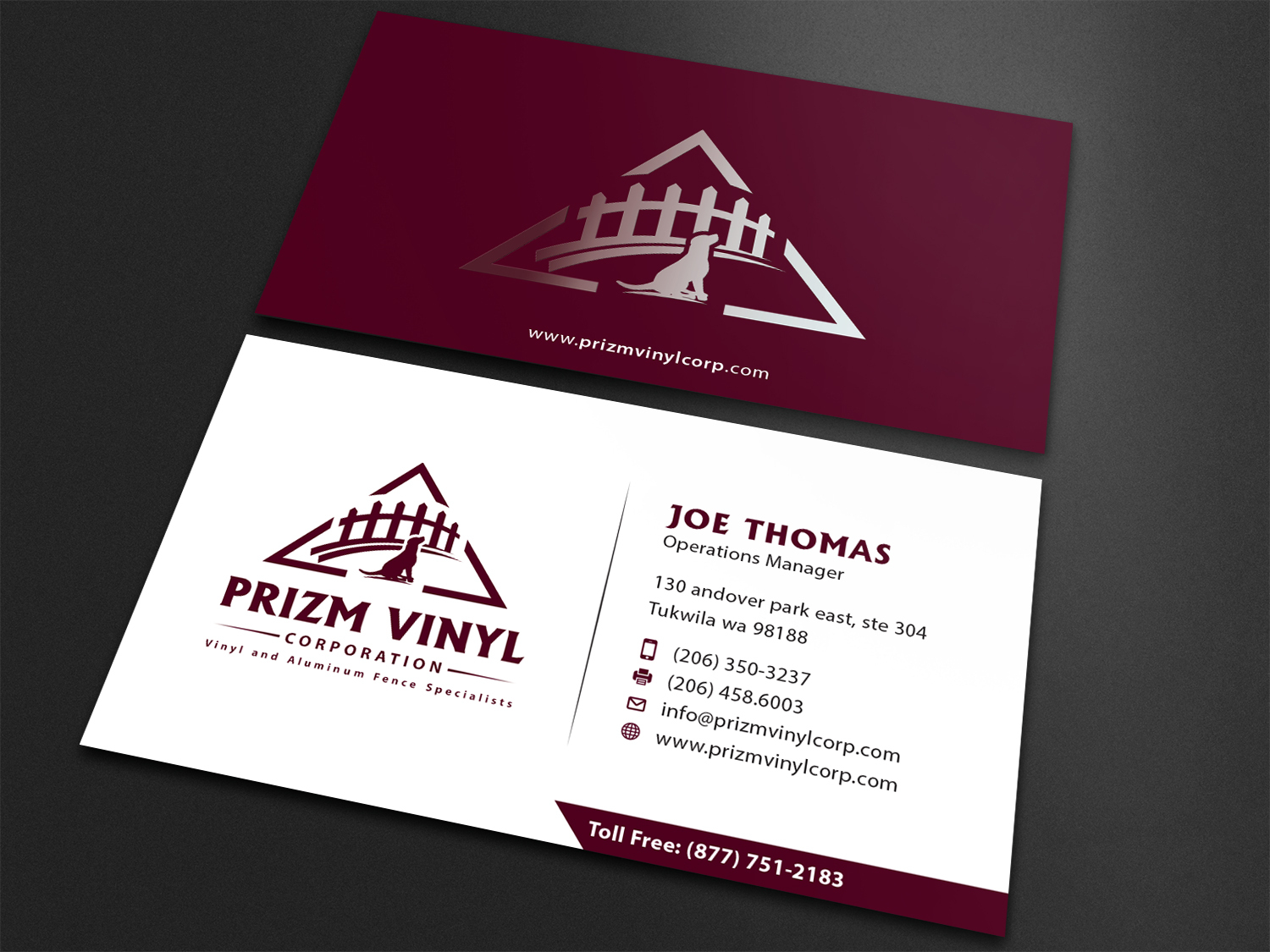 Visitenkarten-Design von Bold Pixels für Prizm Vinyl Corporation | Design #21996293