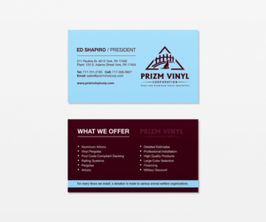 Visitenkarten-Design von logodentity für Prizm Vinyl Corporation | Design: #21995572