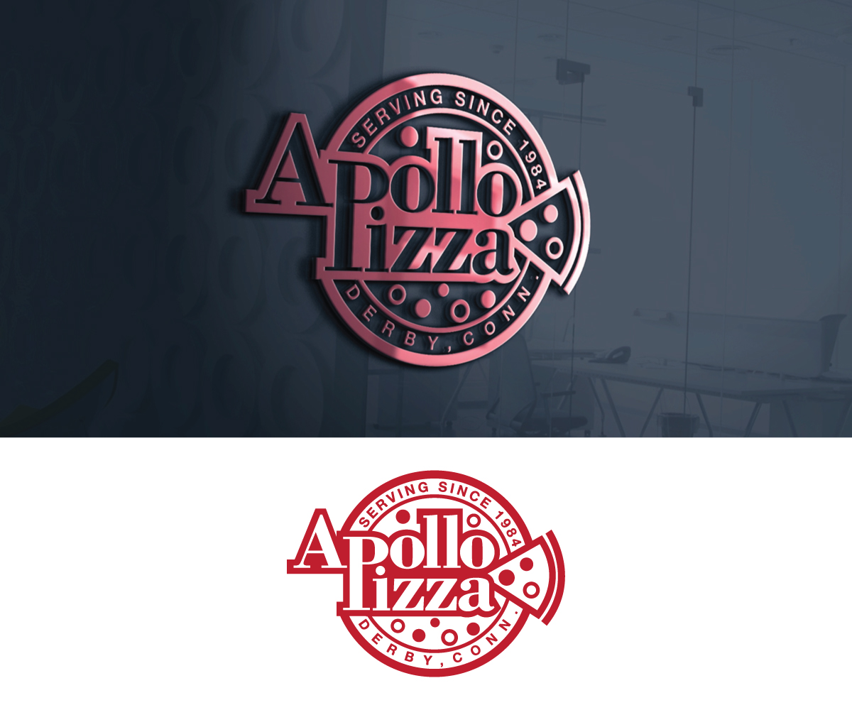 Bold, Modern Logo Design for Apollo Pizza - [incorporate the words into a  pizza slice and pie somehow. Also add "Serving Since 1984" along  the bottom on the left side of the