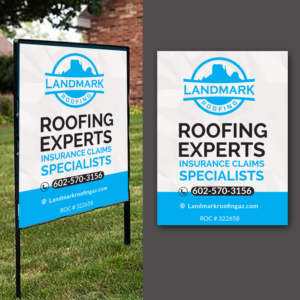 Bright, captive yard sign for a roofing company used for marketing to potential customers. | Poster-Design von Schöpfer