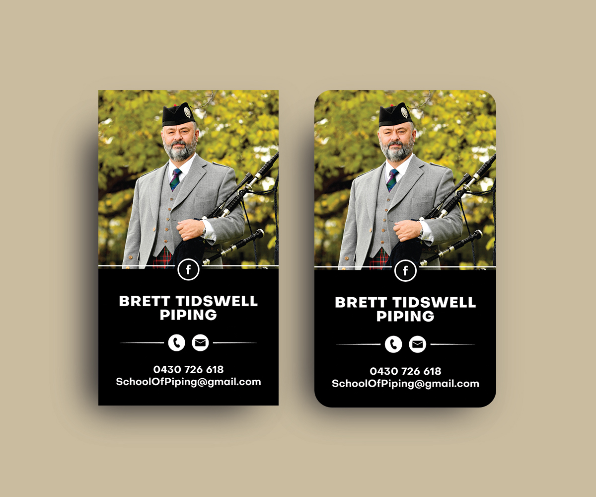 Business Card Design by JK18 for Brett Tidswell Piping | Design #22020320