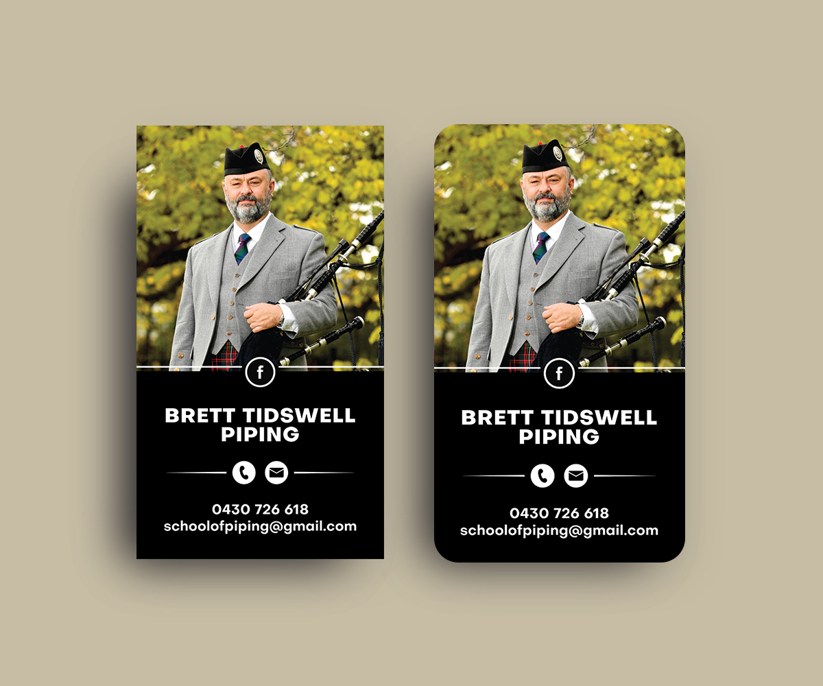 Business Card Design by JK18 for Brett Tidswell Piping | Design #22021400