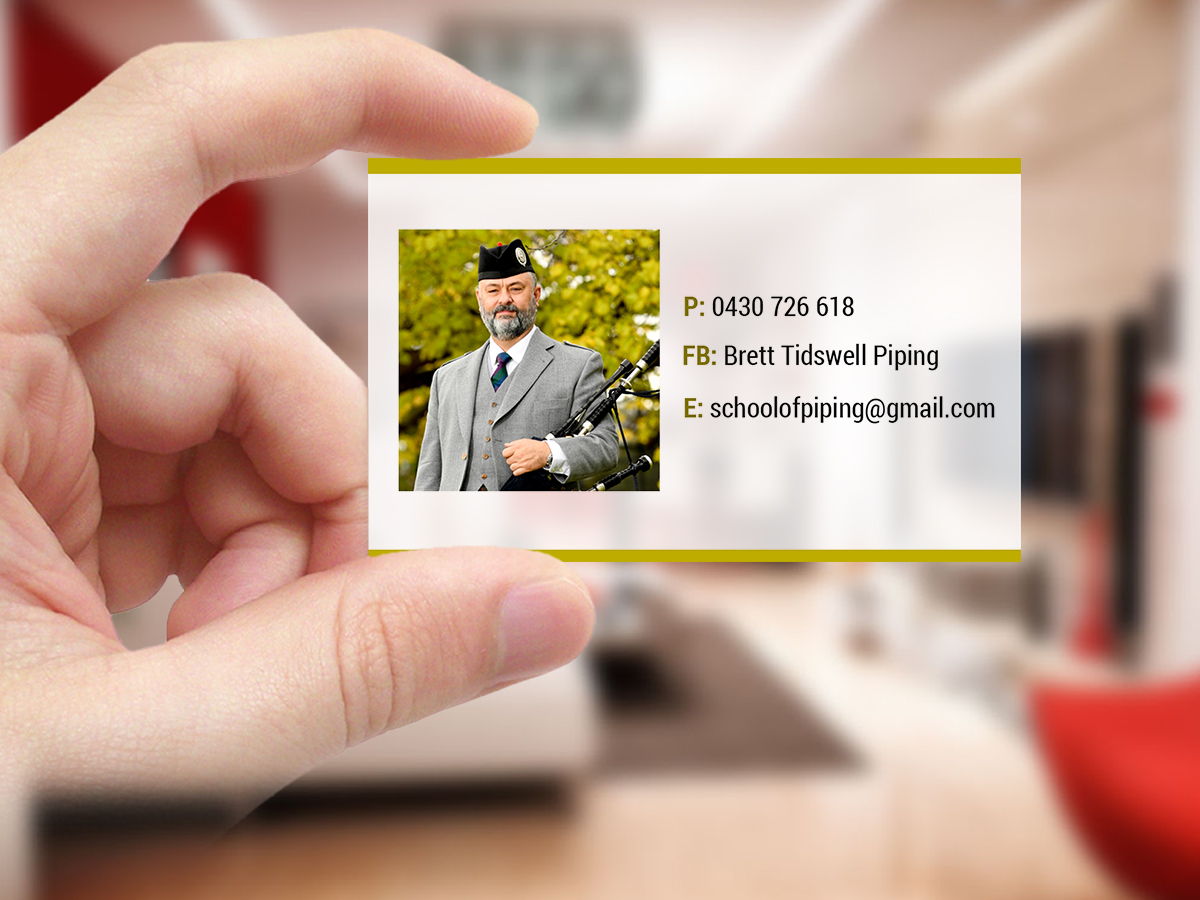 Business Card Design by Creations Box 2015 for Brett Tidswell Piping | Design #22020240