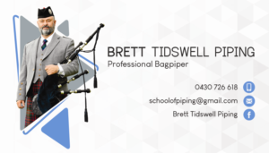 Business Card Design by rhiezkyrach for Brett Tidswell Piping | Design #22018473