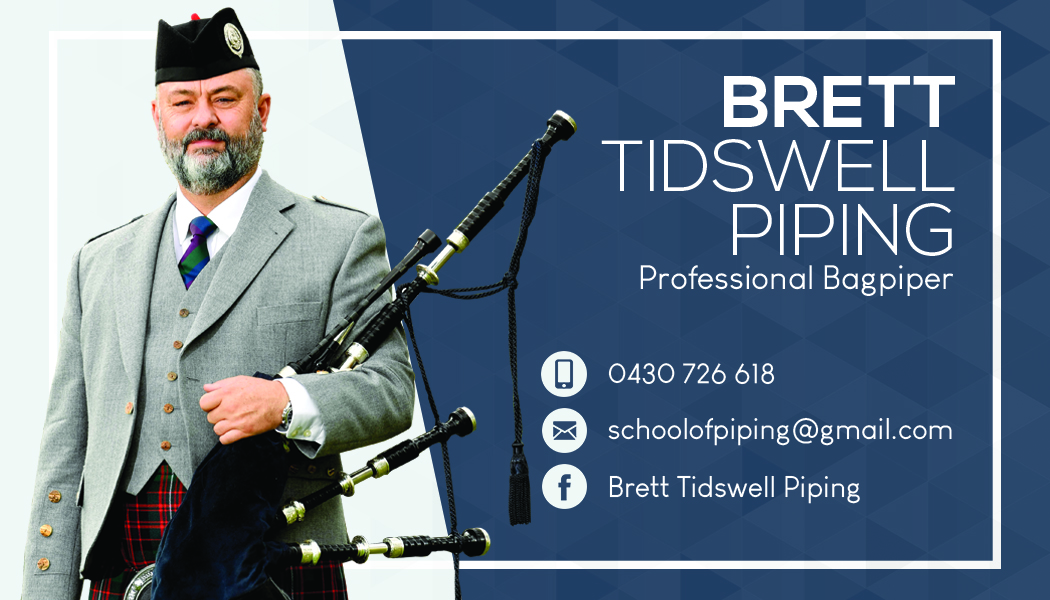 Business Card Design by rhiezkyrach for Brett Tidswell Piping | Design #22018474