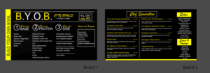NYC Counter Service restaurant needs menu to be featured on digital boards | Menu Design by AnneWanjiku