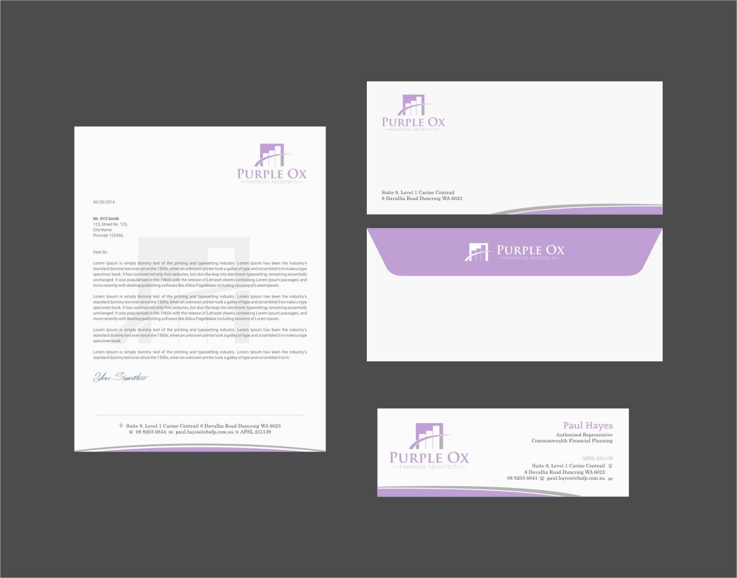 Stationery Design by INDIAN_Ashok for Purple Ox Pty Ltd | Design #22049238