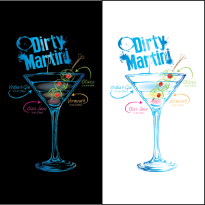 Sketched Dirty Martini Cocktail with ingredients | T-Shirt-Design von Breanne Owen