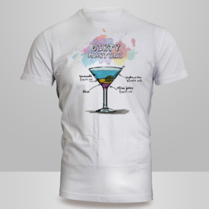 Sketched Dirty Martini Cocktail with ingredients | T-Shirt-Design von Kero