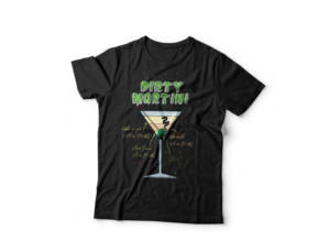 Sketched Dirty Martini Cocktail with ingredients | T-Shirt-Design von cosmicline