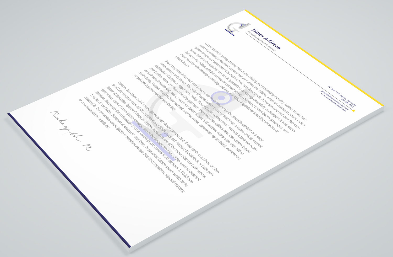 Stationery Design by Petter Goms for Forensic Document Examiner | Design #22088695