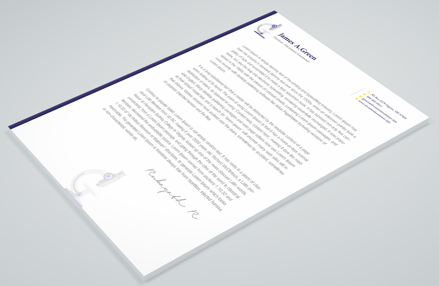 Stationery Design by Petter Goms for Forensic Document Examiner | Design #22088956