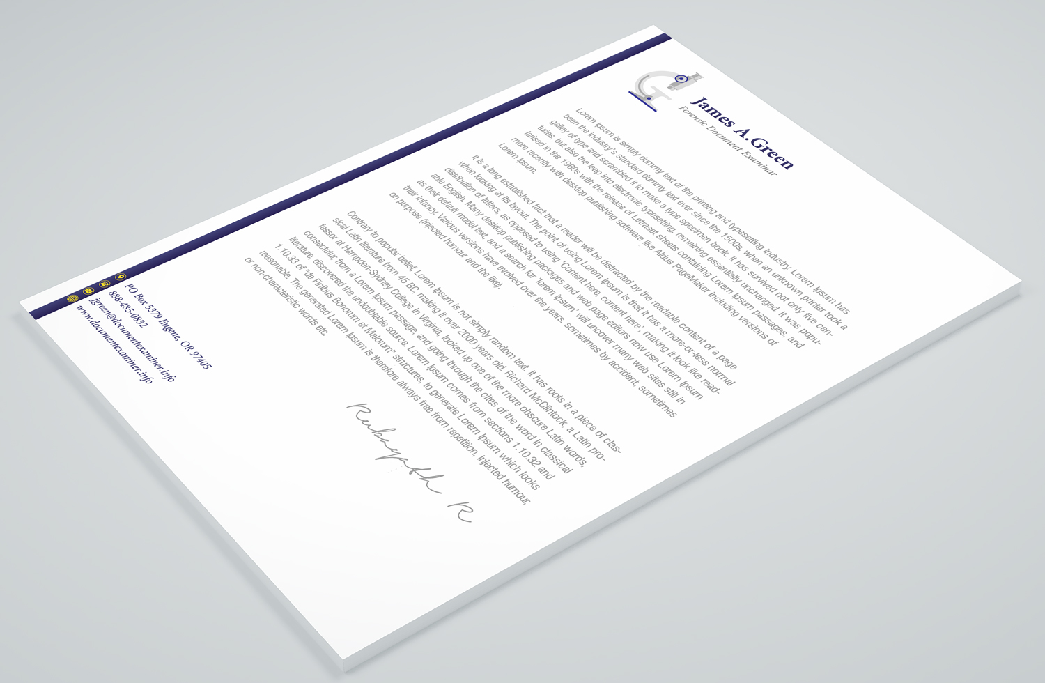 Stationery Design by Petter Goms for Forensic Document Examiner | Design #22088957