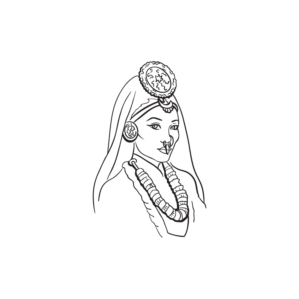 Womans Portrait in traditional jewellery | T-shirt Design by Samantha Ward Design