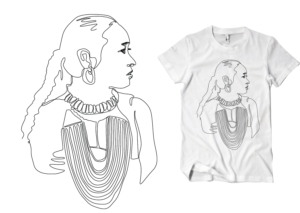 Womans Portrait in traditional jewellery | T-shirt Design by Uprinteez