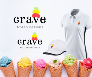“Crave” large text.  “Frozen Desserts” smaller text | Diseño de Logo por ZETA