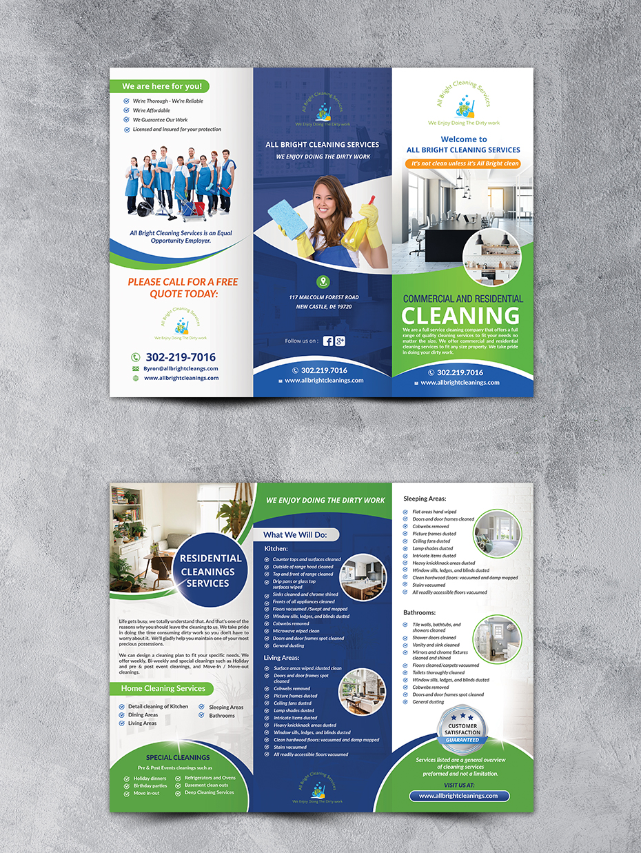 Design de Brochure par innovative earth pour All Bright Cleaning Services | Design #22142226