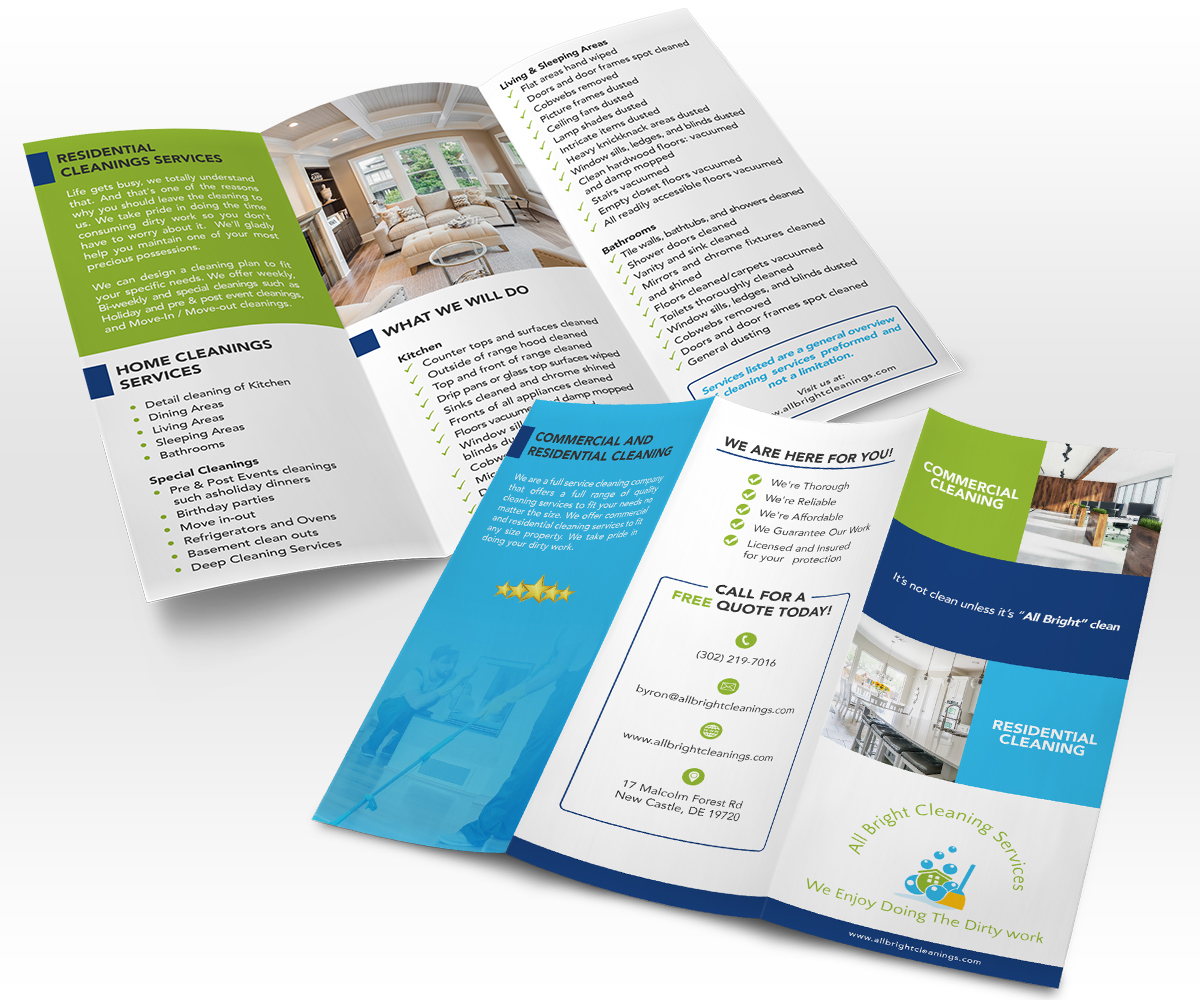 Broschüren-Design von Luniere Designs für All Bright Cleaning Services | Design #22140766
