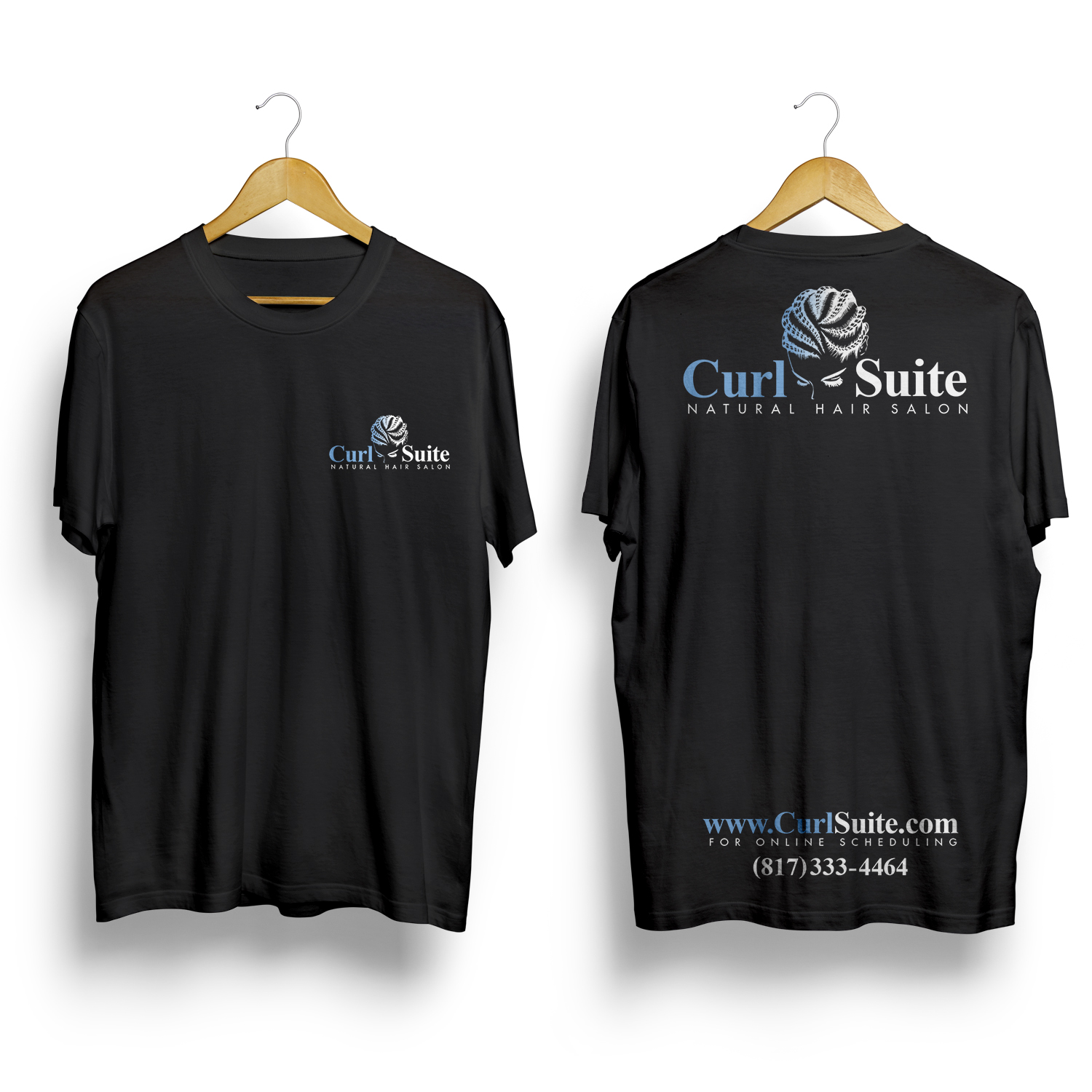 T-shirt Design by jeffdefy for Curl Suite Salon | Design #22136750