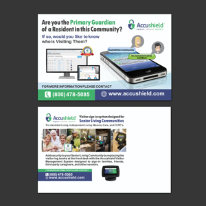 Post card selling a software for elderly visitor security | Postkarten-Design von NatPearlDesigns