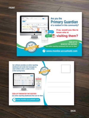 Post card selling a software for elderly visitor security | Postkarten-Design von innovative earth