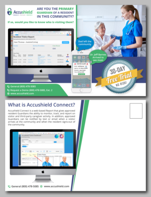 Post card selling a software for elderly visitor security | Postkarten-Design von TSU Creations