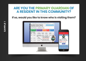 Post card selling a software for elderly visitor security | Postkarten-Design von SAI DESIGNS