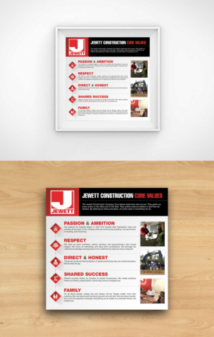 Creative poster of core values for construction company | Poster Design by ecorokerz