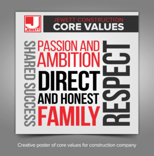 Creative poster of core values for construction company | Poster-Design von ARTOGRAPHY