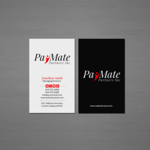 Visitenkarten-Design von Creations Box 2015 für PayMate Partners Inc | Design: #22179941