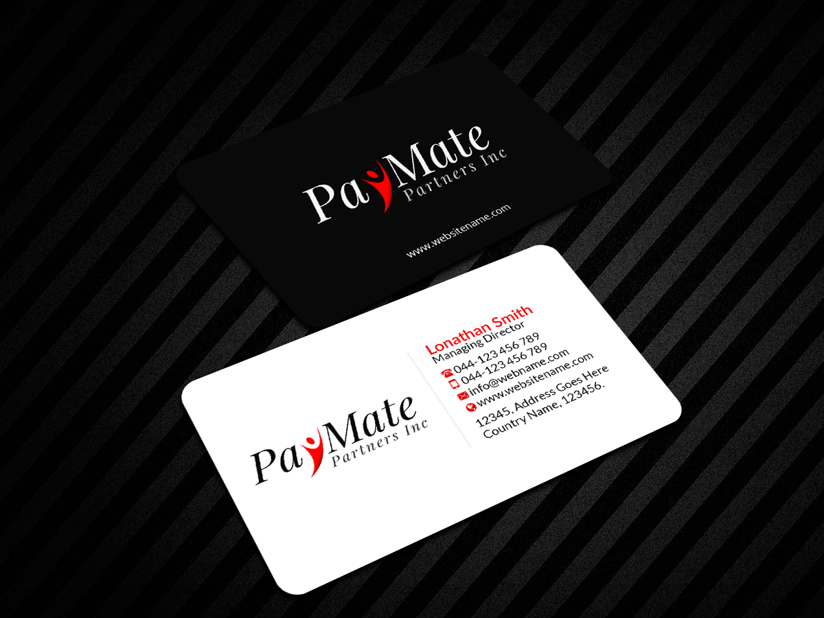 Business Card Design by Creations Box 2015 for PayMate Partners Inc | Design #22180245