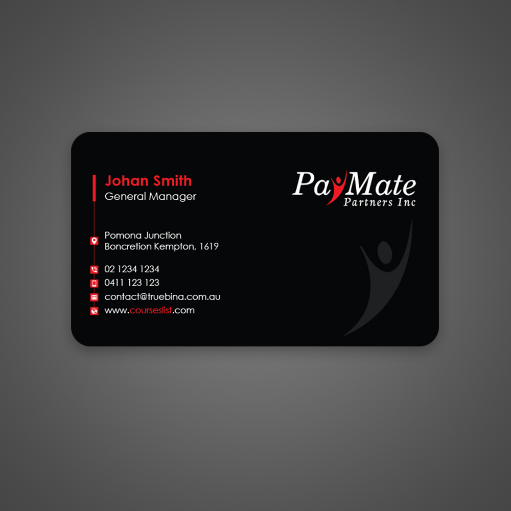 Business Card Design by Uttom 2 for PayMate Partners Inc | Design #22183294