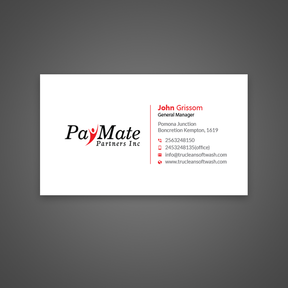 Business Card Design by Uttom 2 for PayMate Partners Inc | Design #22183295