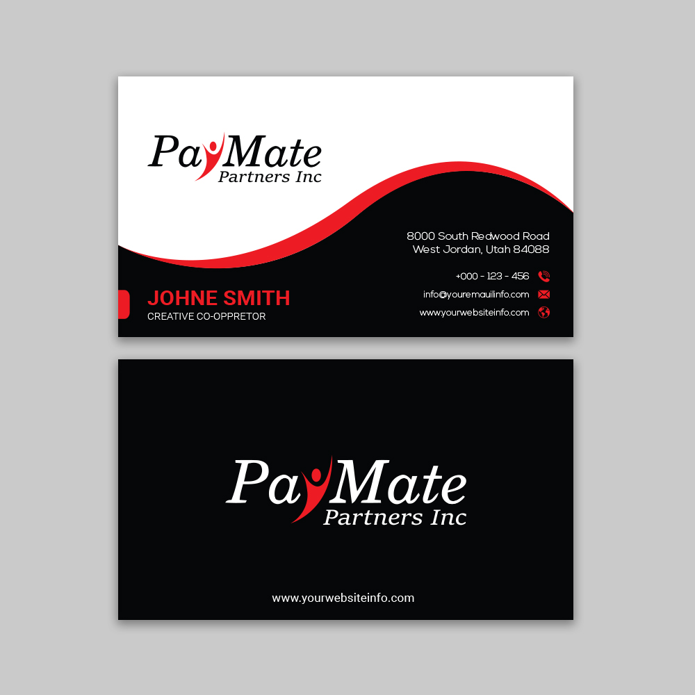 Business Card Design by Ekramul Hossen 2 for PayMate Partners Inc | Design #22183399