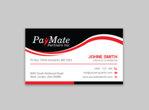 Design de Carte de Visite par Ekramul Hossen 2 pour PayMate Partners Inc | Design #22187092