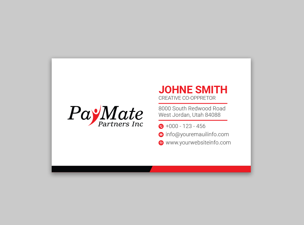 Business Card Design by Ekramul Hossen 2 for PayMate Partners Inc | Design #22187103