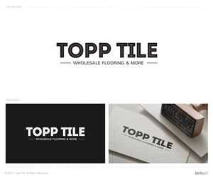 Topp Tile  (on line one)    Wholesale Flooring & More (on line two) | Logo Design by lorixart