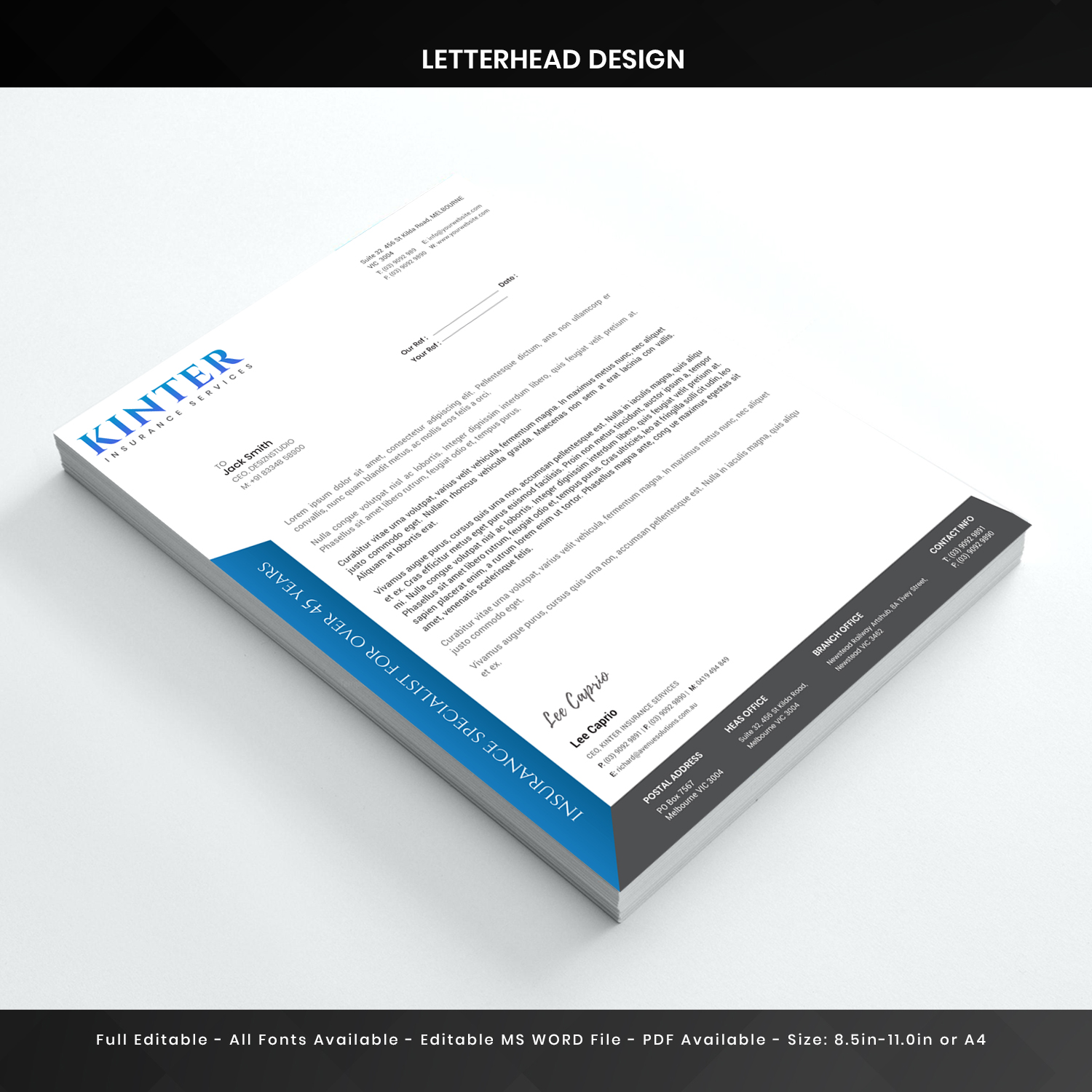 Letterhead Design by Expert Designer for Kinter Insurance Services  | Design #22197409