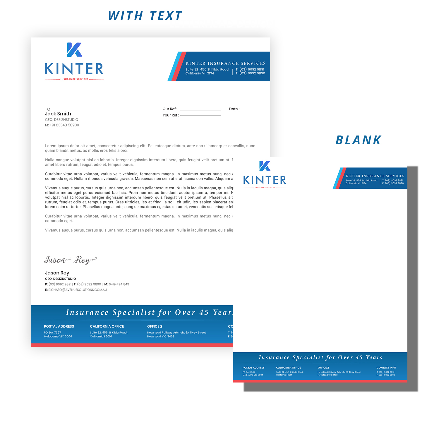 Letterhead Design by Expert Designer for Kinter Insurance Services  | Design #22197662
