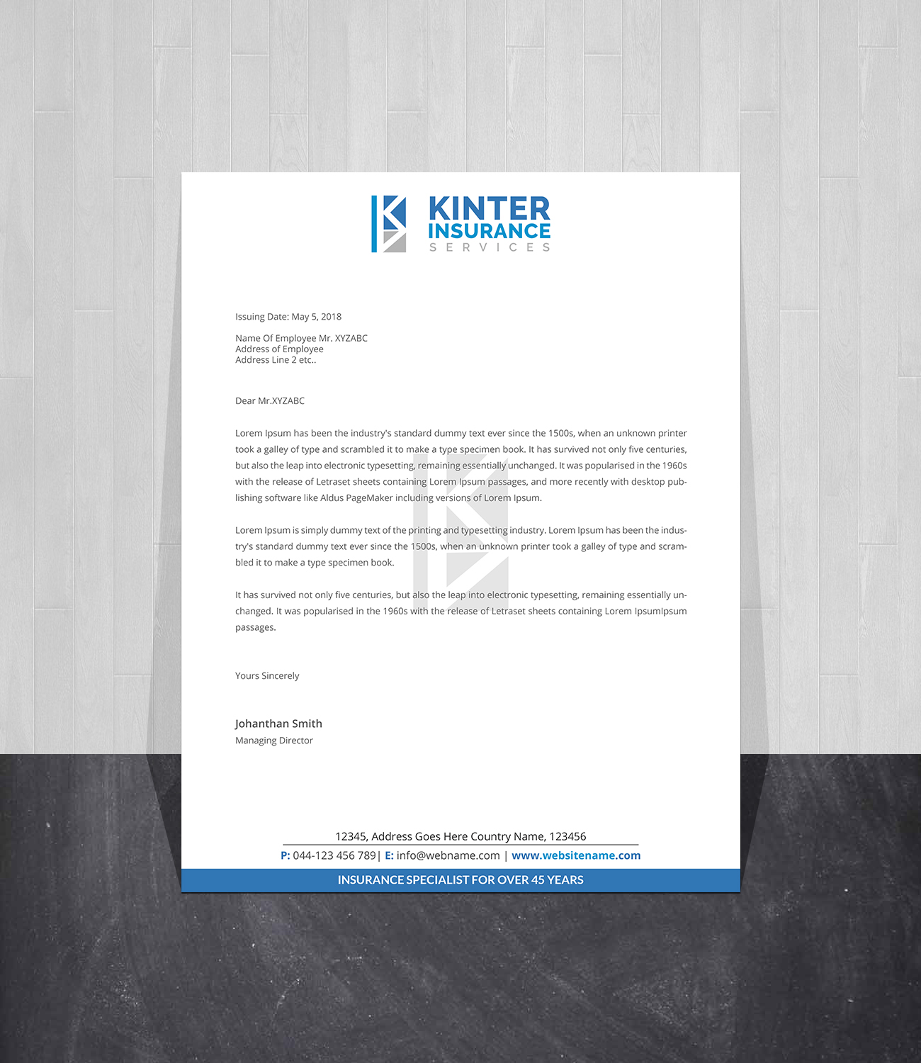 Letterhead Design by Creations Box 2015 for Kinter Insurance Services  | Design #22187118