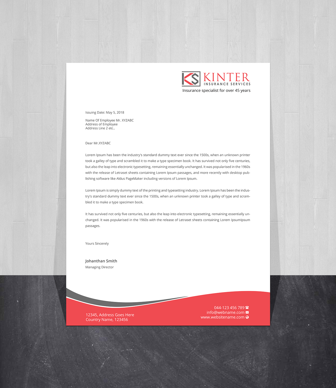 Letterhead Design by Creations Box 2015 for Kinter Insurance Services  | Design #22187120