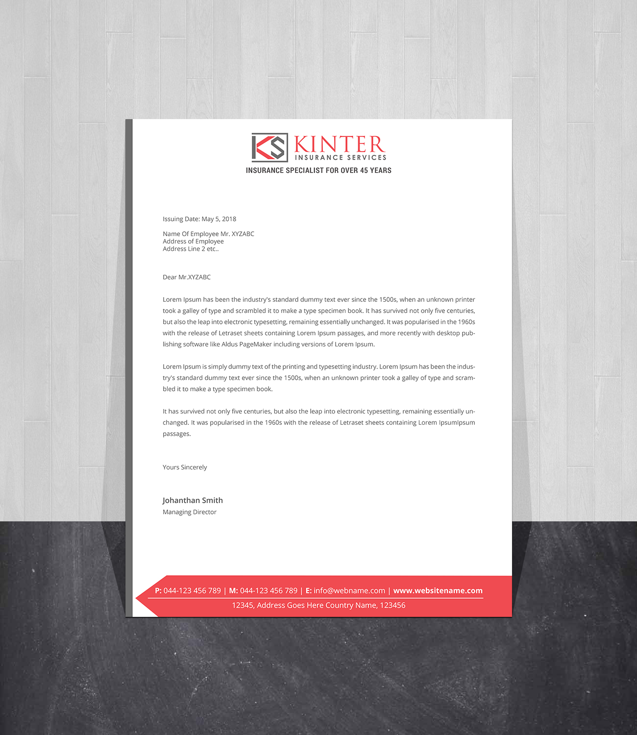 Letterhead Design by Creations Box 2015 for Kinter Insurance Services  | Design #22187121